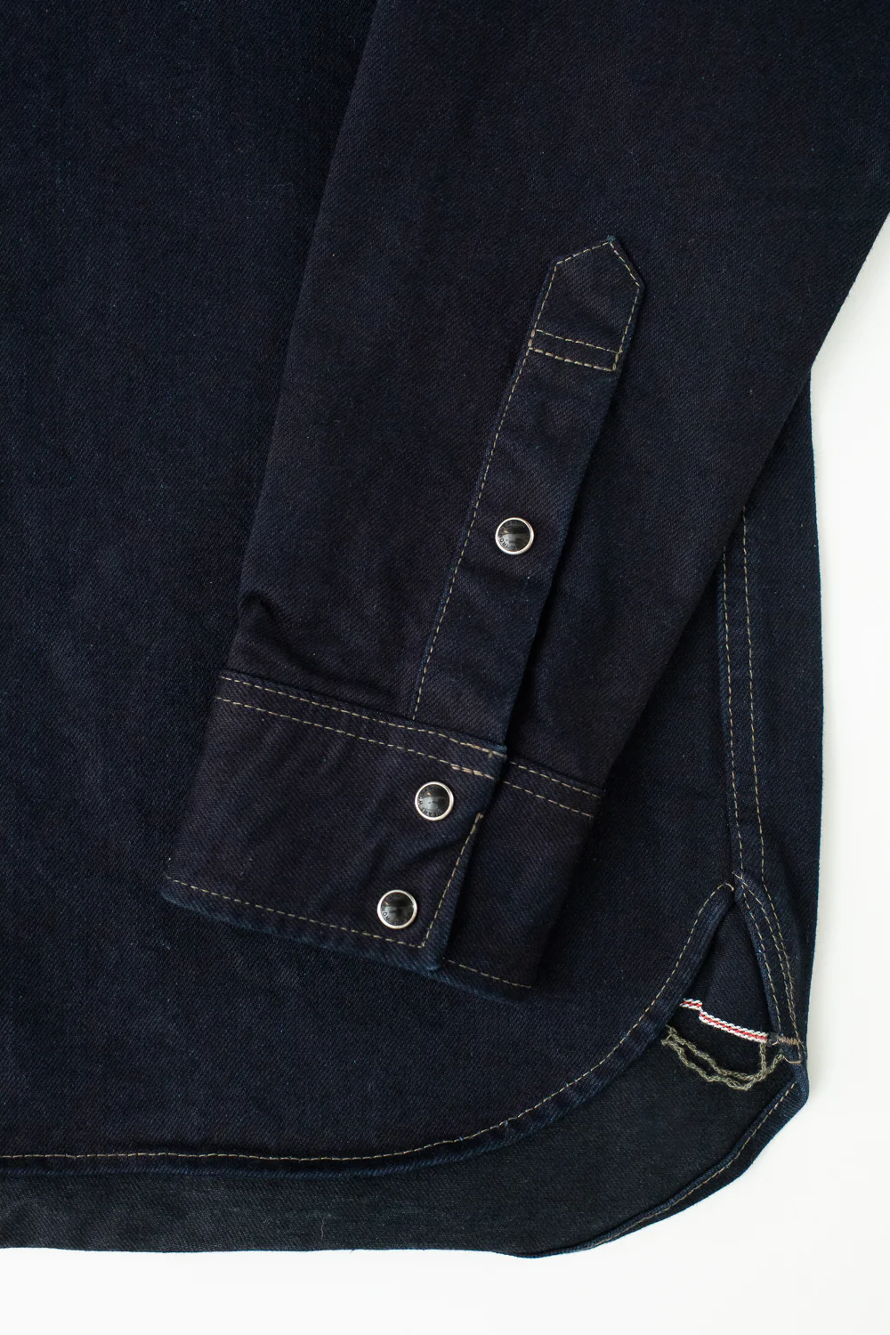 IHSH-295-IB - 14oz Selvedge Denim Western Shirt - Indigo/Black - Image 4