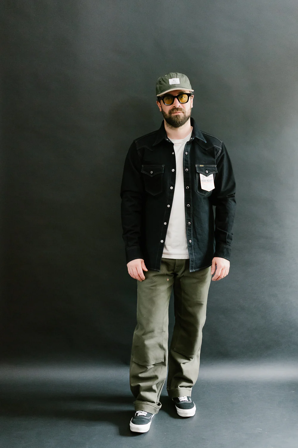 IHSH-295-IB - 14oz Selvedge Denim Western Shirt - Indigo/Black - Image 6