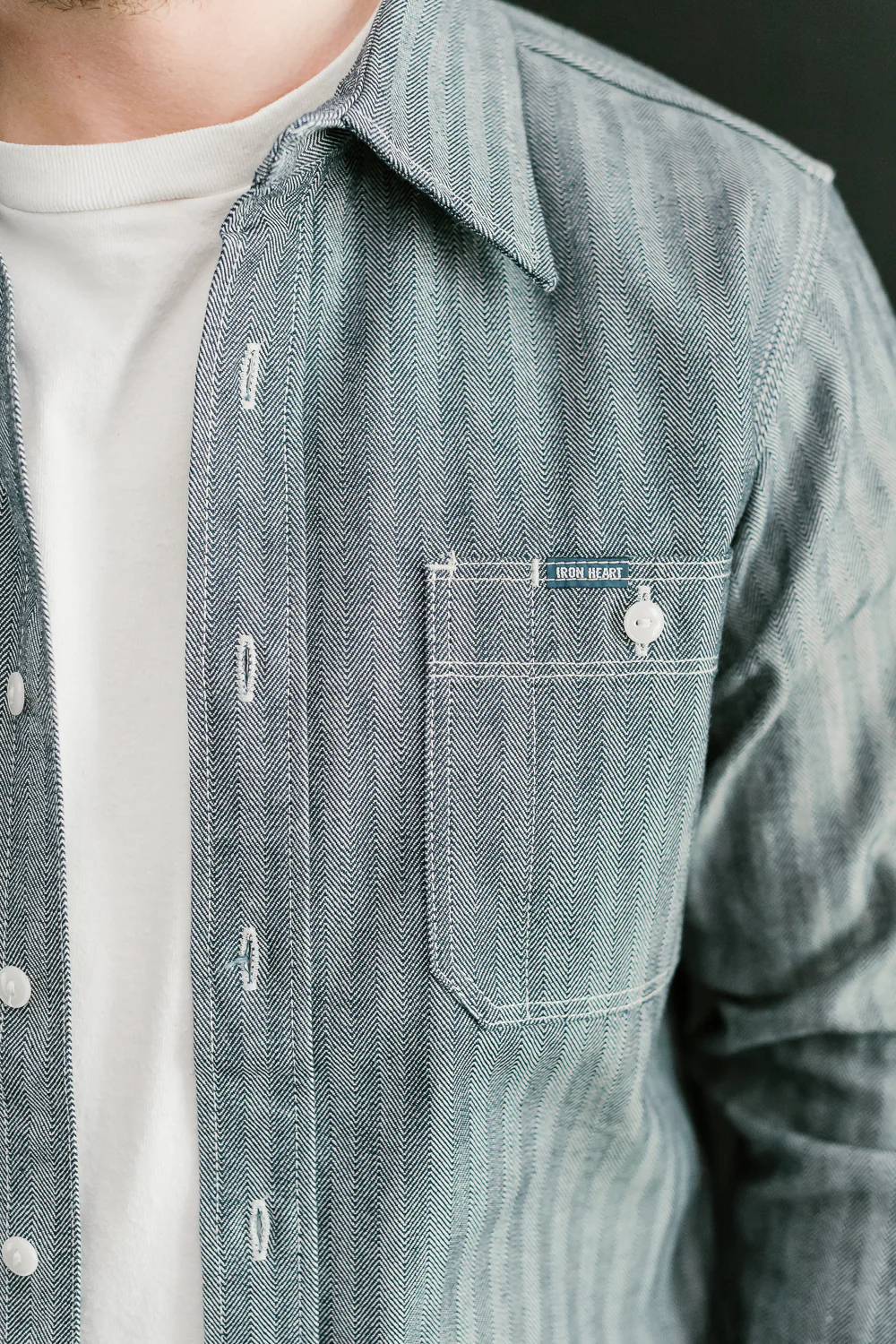 IHSH-308-IND - 12oz Herringbone Work Shirt - Indigo - Image 17