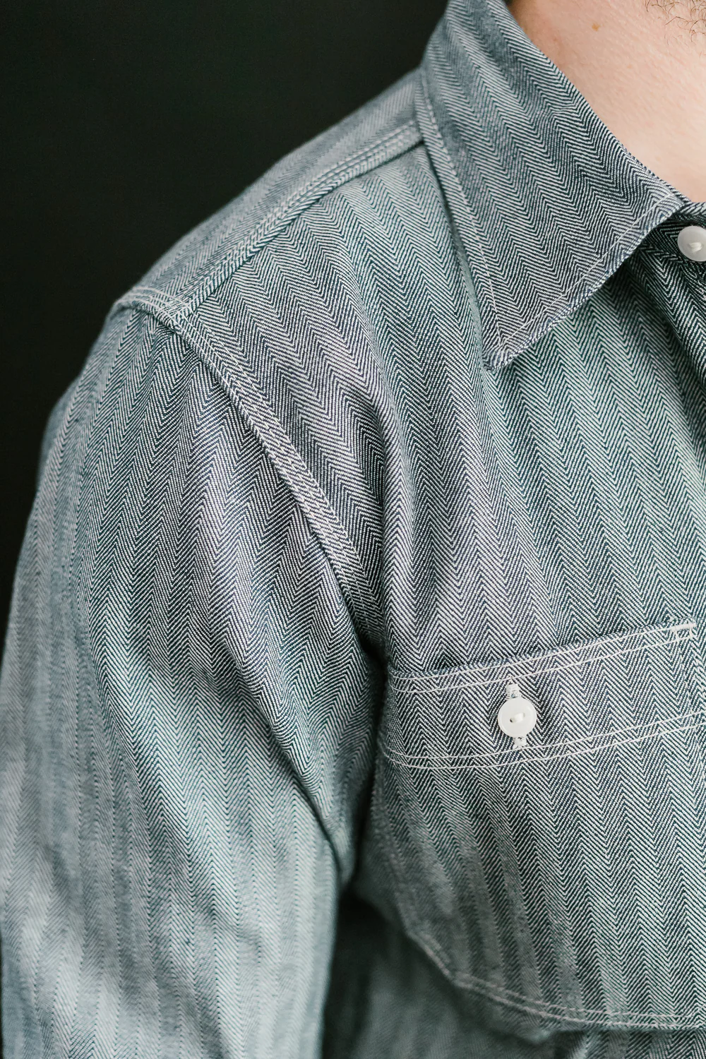 IHSH-308-IND - 12oz Herringbone Work Shirt - Indigo - Image 19