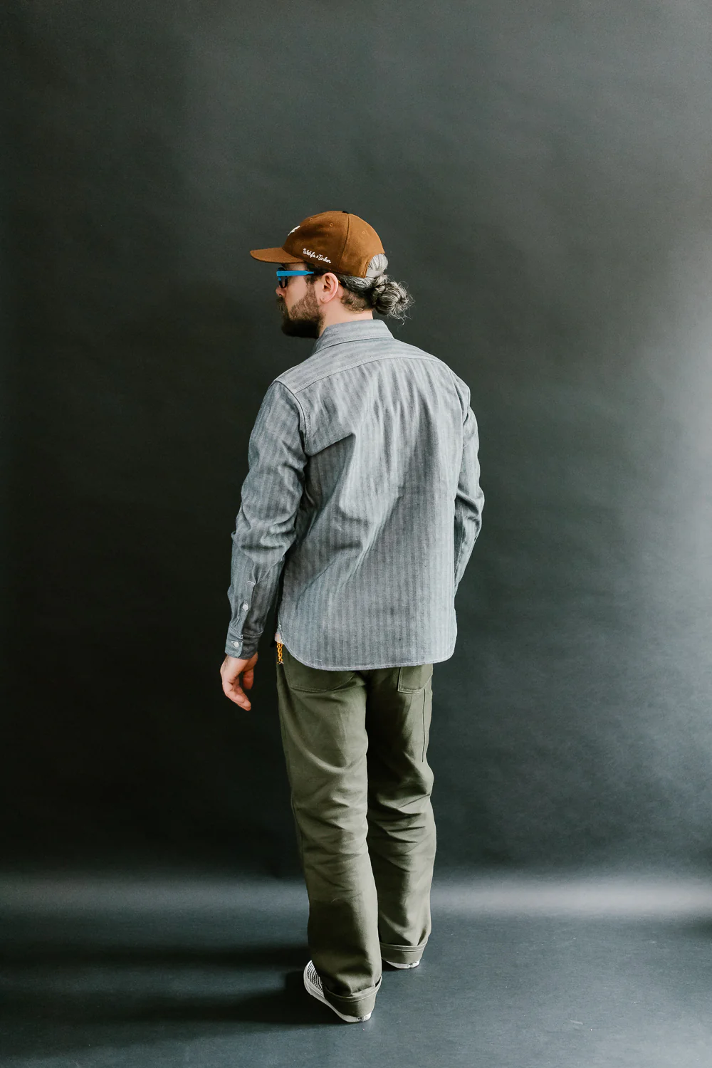 IHSH-308-IND - 12oz Herringbone Work Shirt - Indigo - Image 8