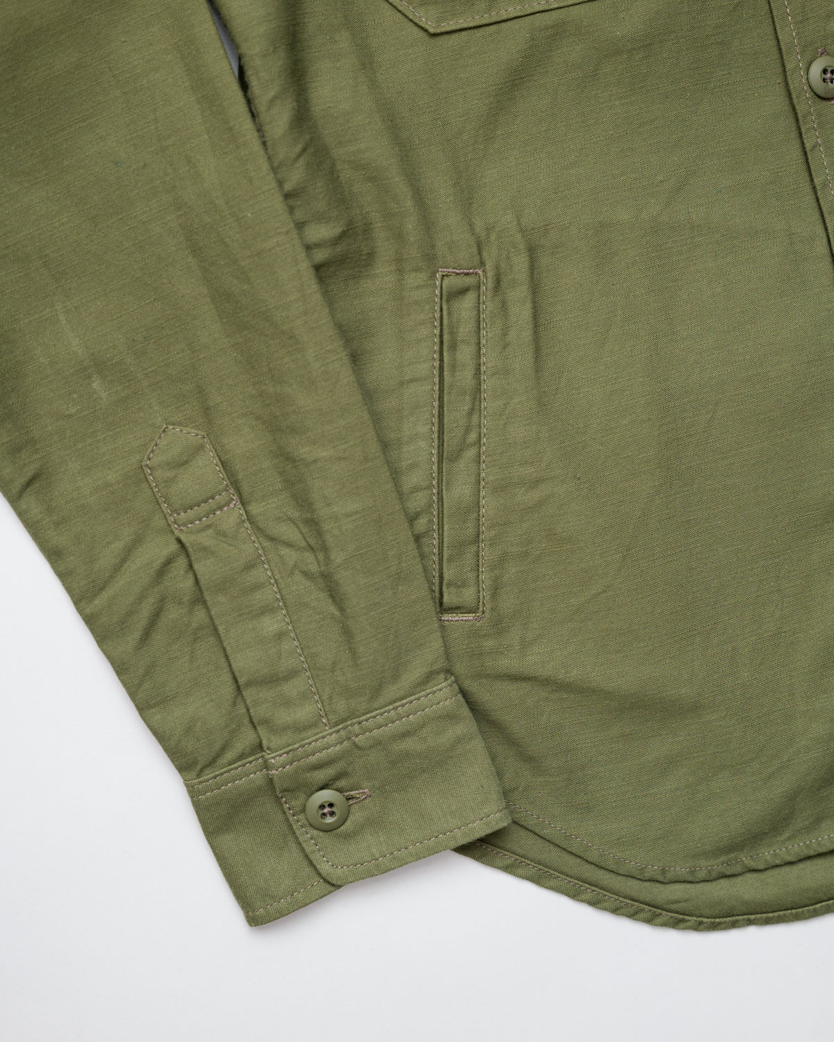 IHSH-328-GRN - 7oz Back Satin Military CPO Shirt - Green - Image 5