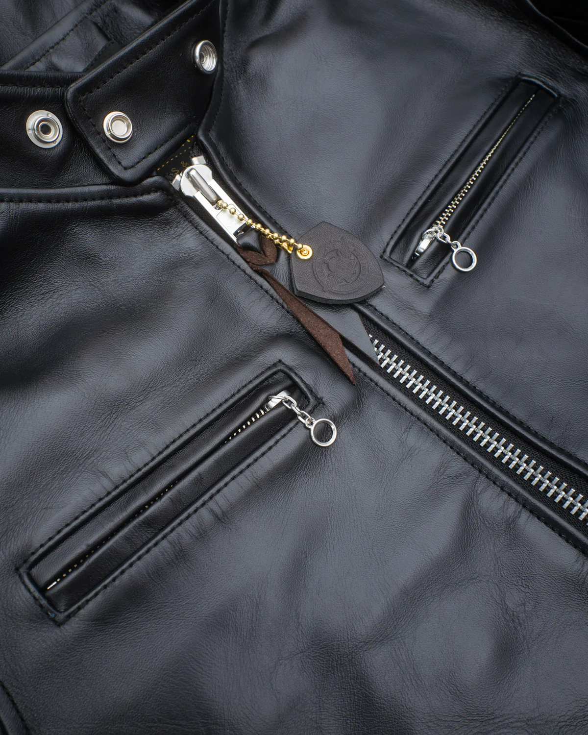 IHSH-35 - Japanese Horsehide Rider’s Jacket - Black (Tea-Core Dyed) - Image 5