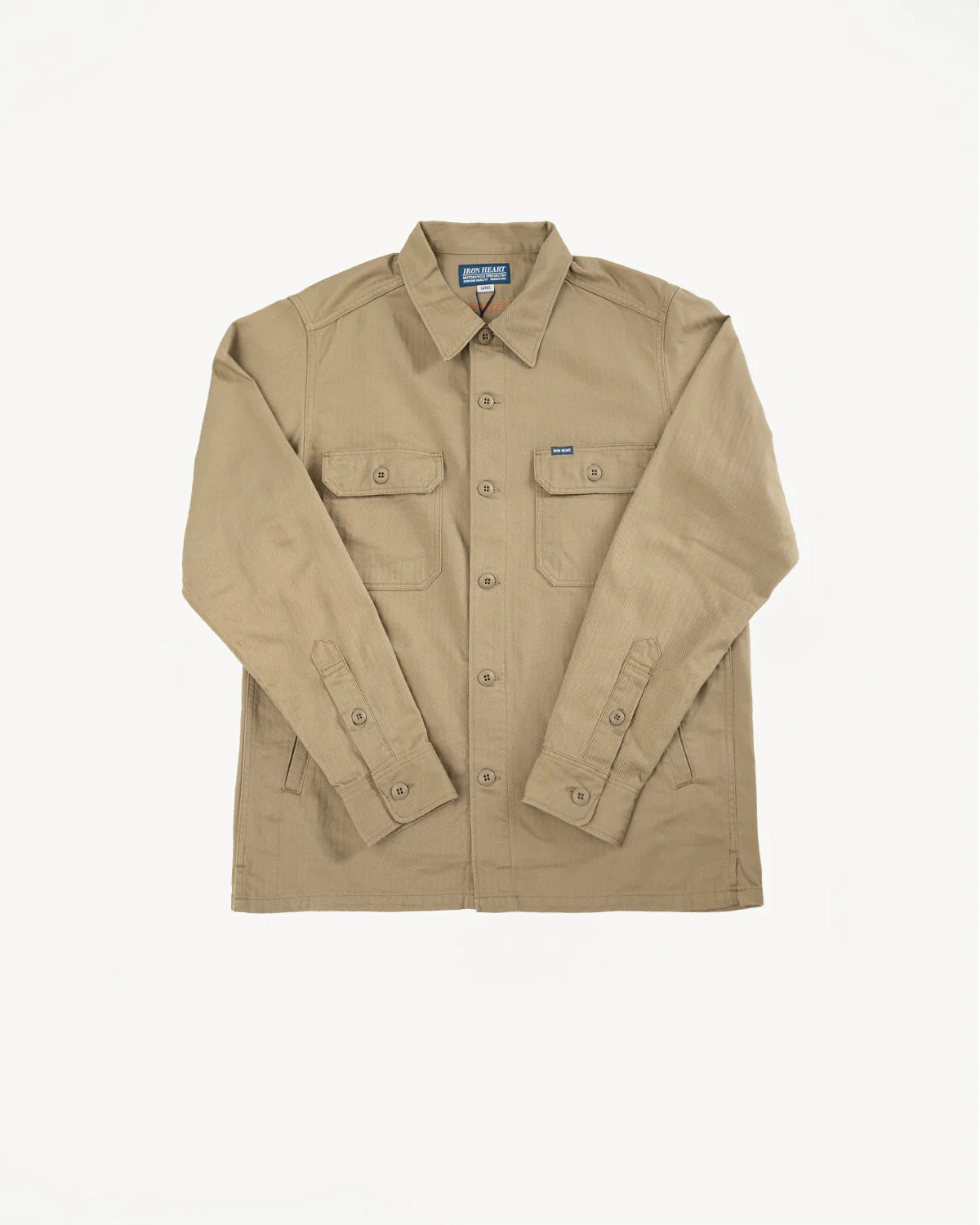 IHSH-385-BEI - 9oz Herringbone Military Shirt - Beige