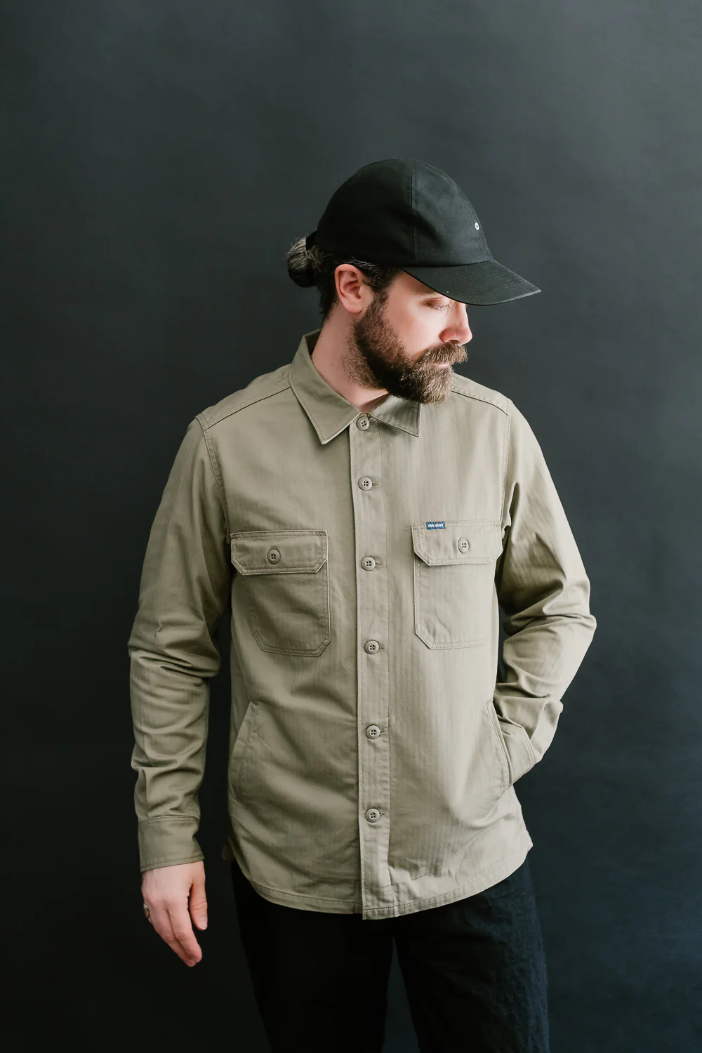 IHSH-385-BEI - 9oz Herringbone Military Shirt - Beige - Image 10