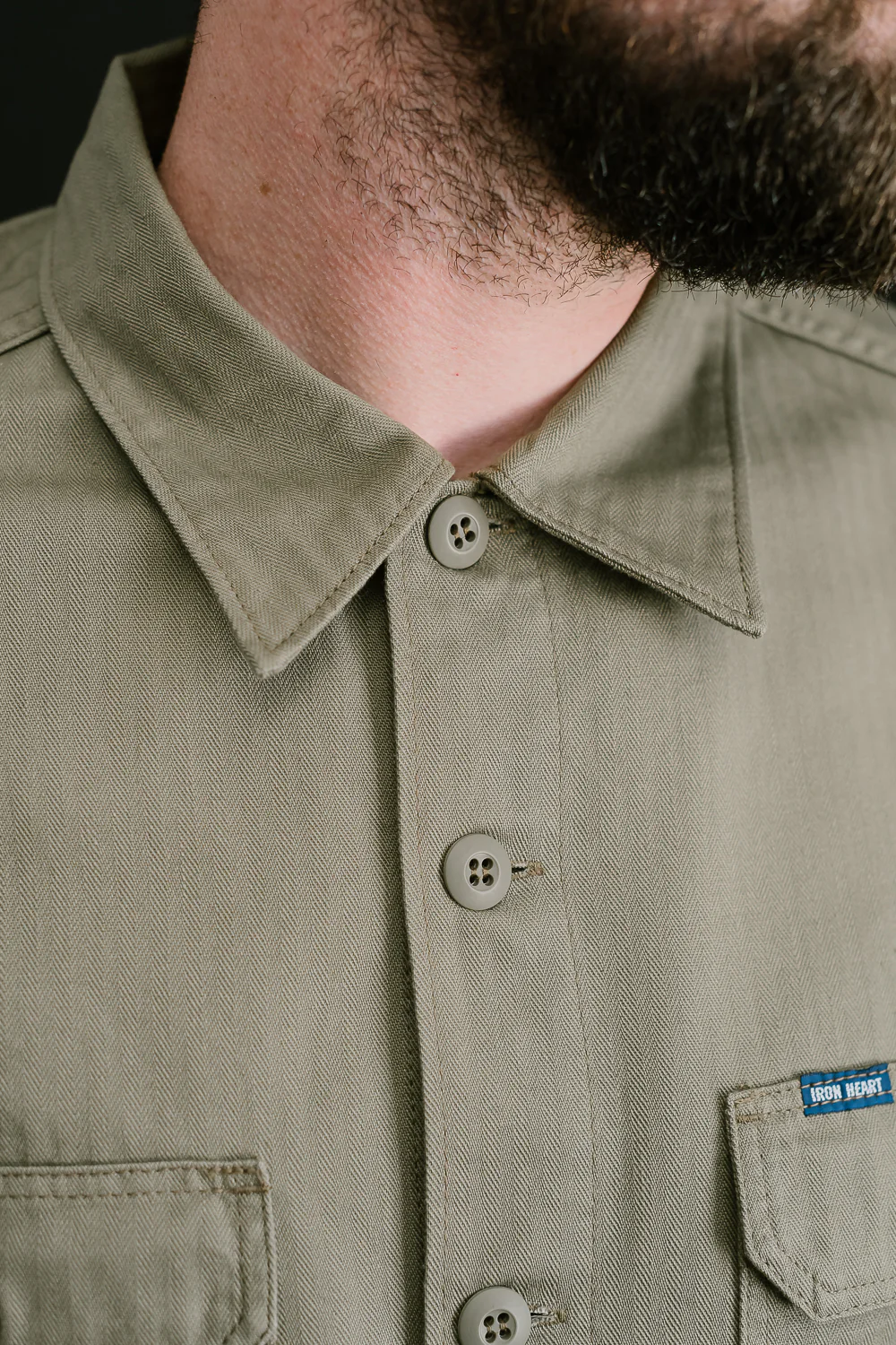 IHSH-385-BEI - 9oz Herringbone Military Shirt - Beige - Image 19