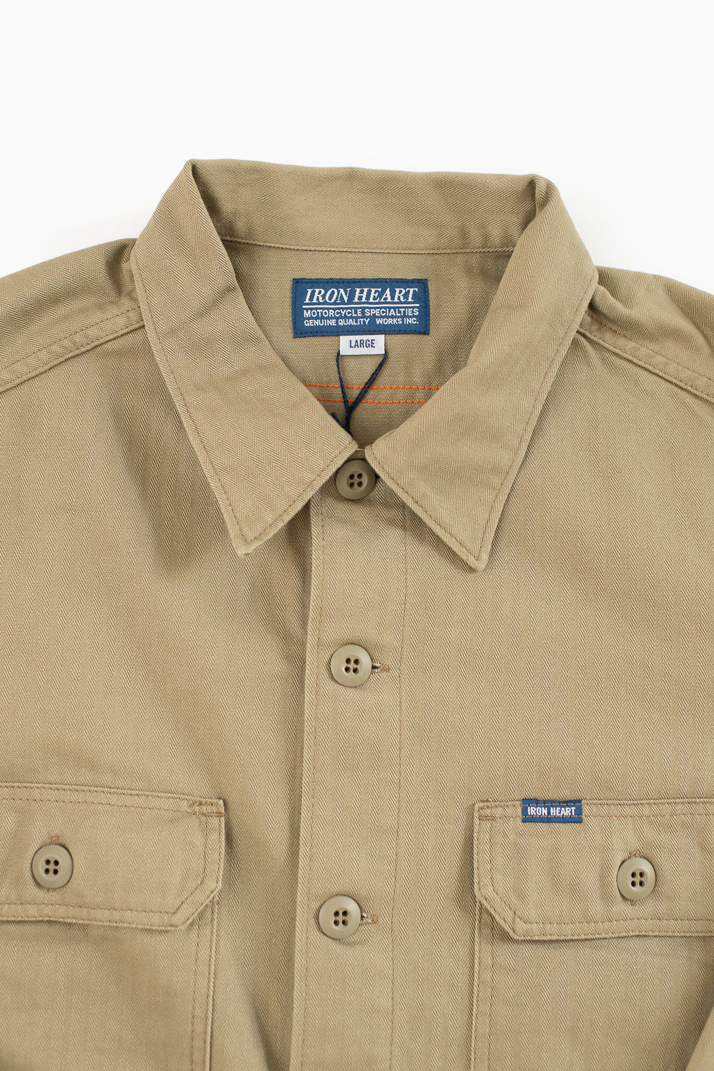 IHSH-385-BEI - 9oz Herringbone Military Shirt - Beige - Image 2