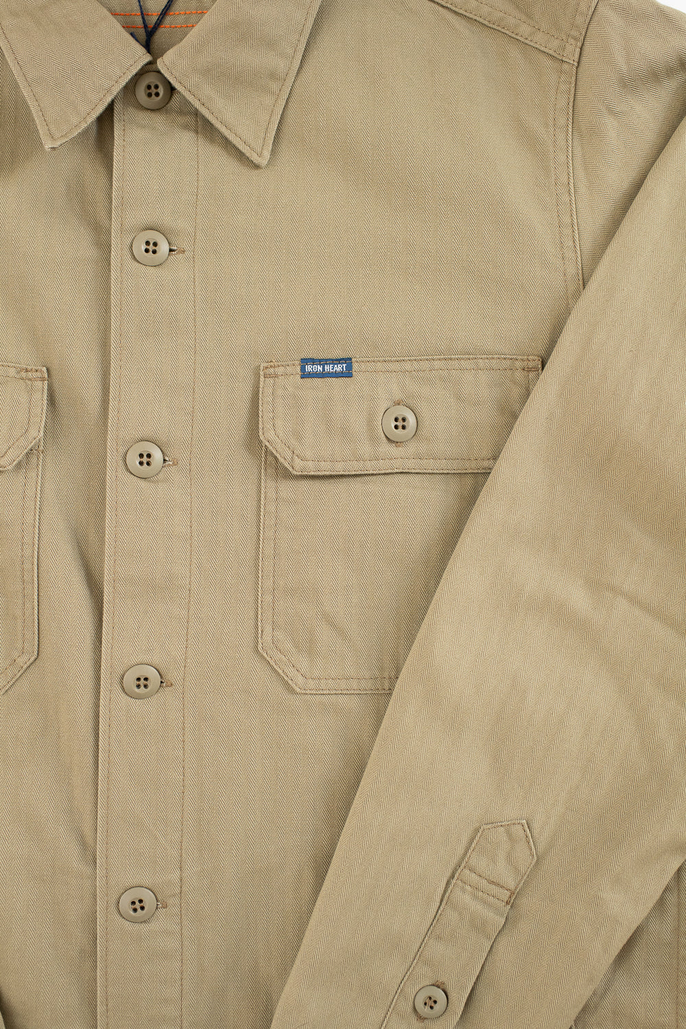 IHSH-385-BEI - 9oz Herringbone Military Shirt - Beige - Image 3