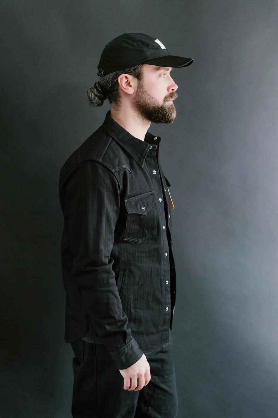 IHSH-410-BLK - 14oz Herringbone CPO Western Shirt - Black - Image 12