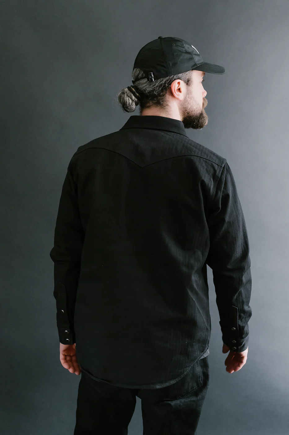 IHSH-410-BLK - 14oz Herringbone CPO Western Shirt - Black - Image 13