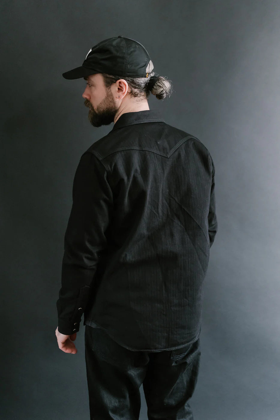 IHSH-410-BLK - 14oz Herringbone CPO Western Shirt - Black - Image 14