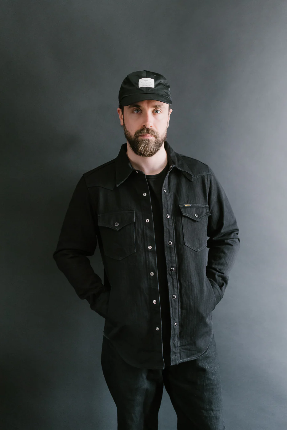 IHSH-410-BLK - 14oz Herringbone CPO Western Shirt - Black - Image 17