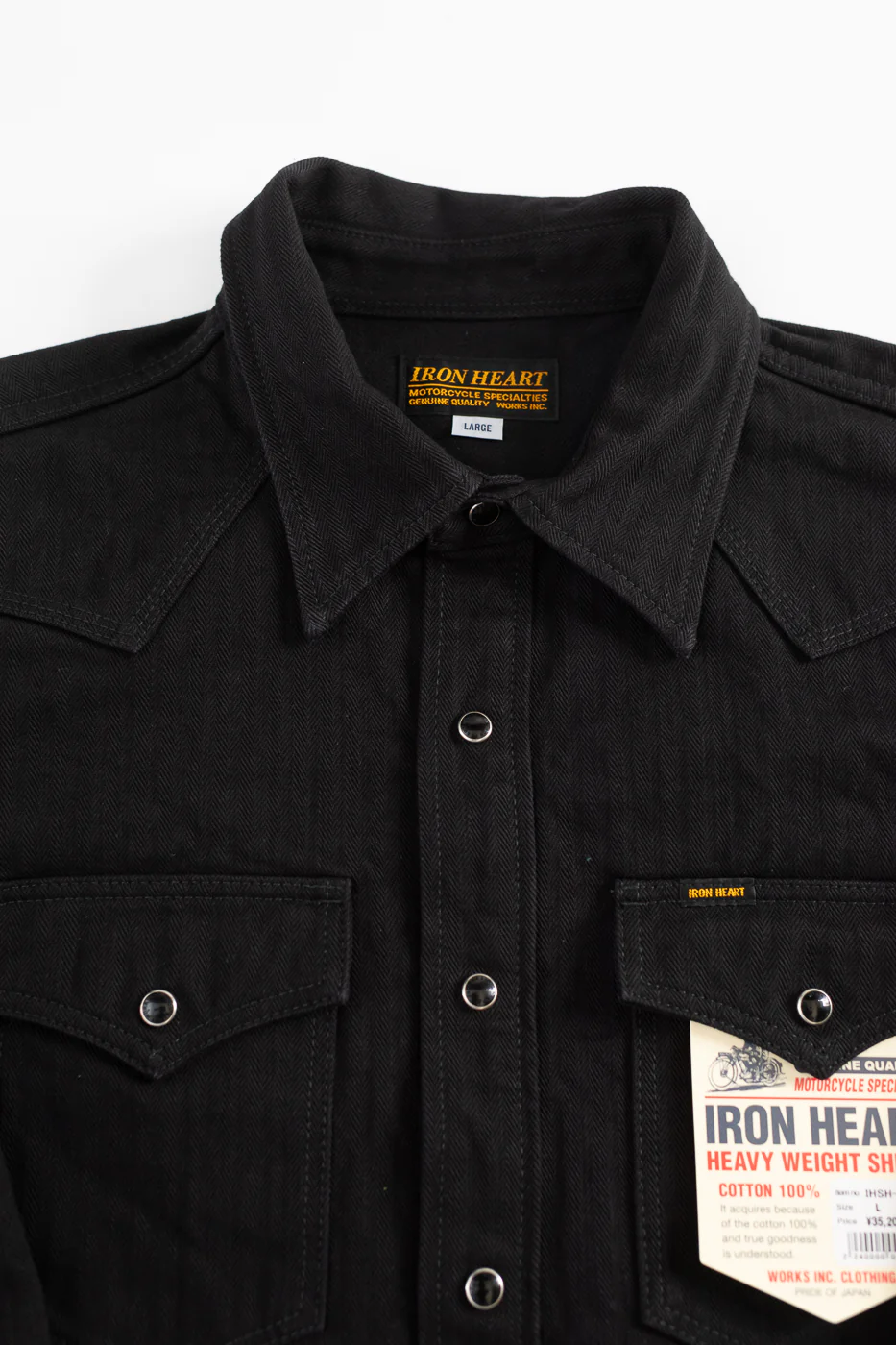 IHSH-410-BLK - 14oz Herringbone CPO Western Shirt - Black - Image 2