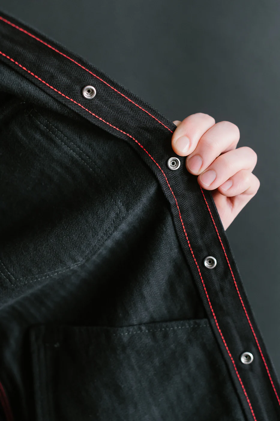 IHSH-410-BLK - 14oz Herringbone CPO Western Shirt - Black - Image 21
