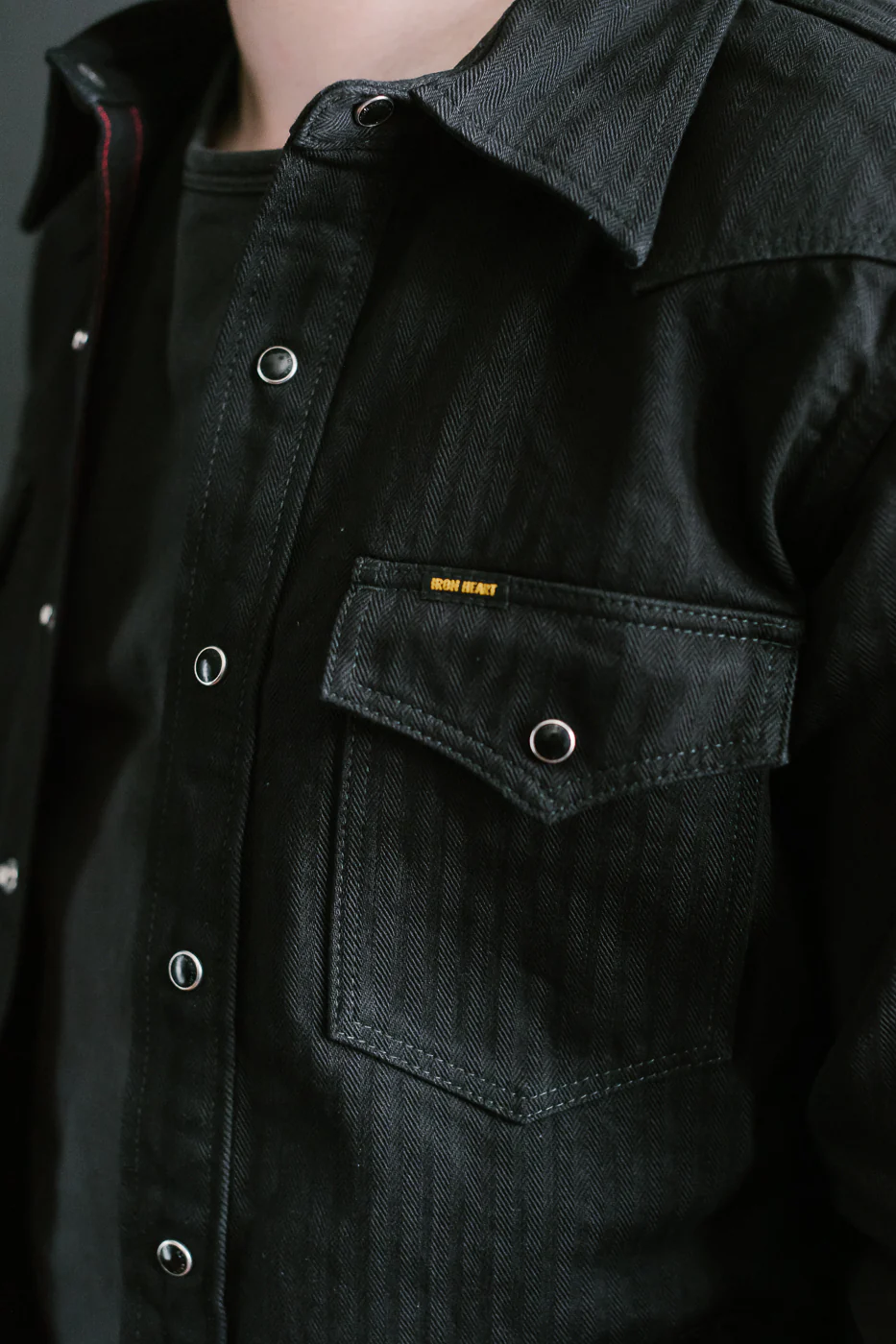 IHSH-410-BLK - 14oz Herringbone CPO Western Shirt - Black - Image 22