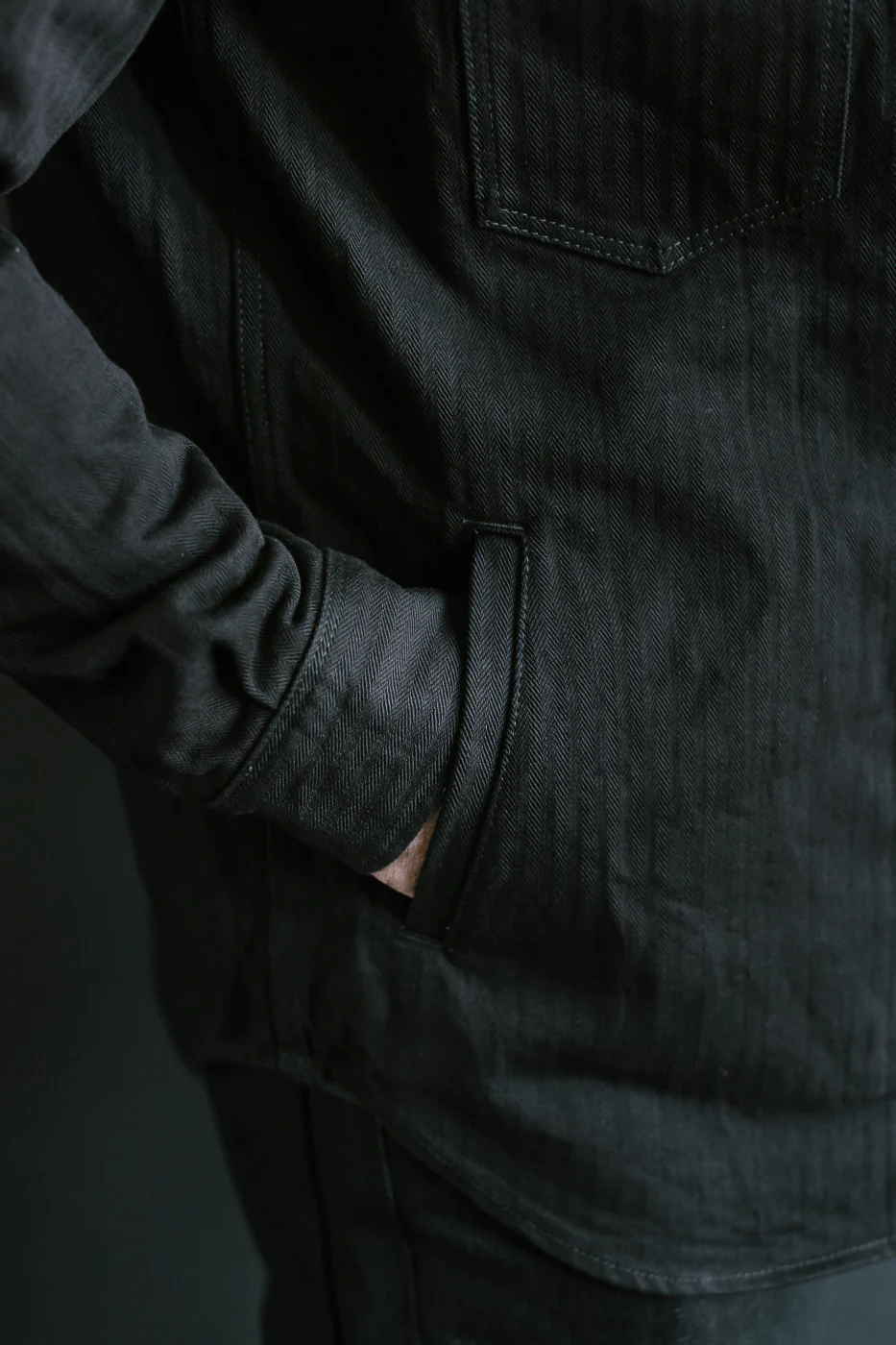 IHSH-410-BLK - 14oz Herringbone CPO Western Shirt - Black - Image 24