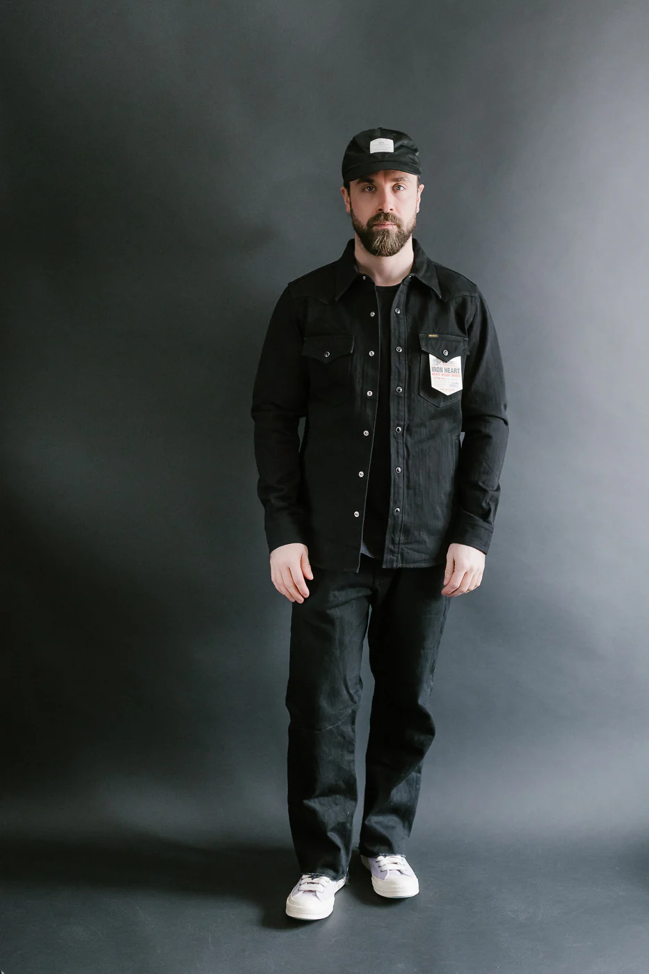 IHSH-410-BLK - 14oz Herringbone CPO Western Shirt - Black - Image 7