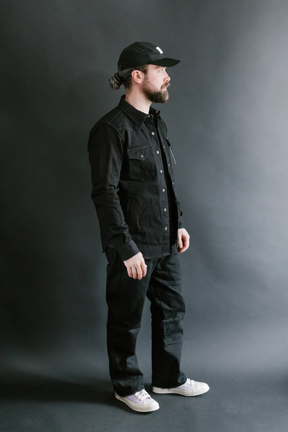 IHSH-410-BLK - 14oz Herringbone CPO Western Shirt - Black - Image 8