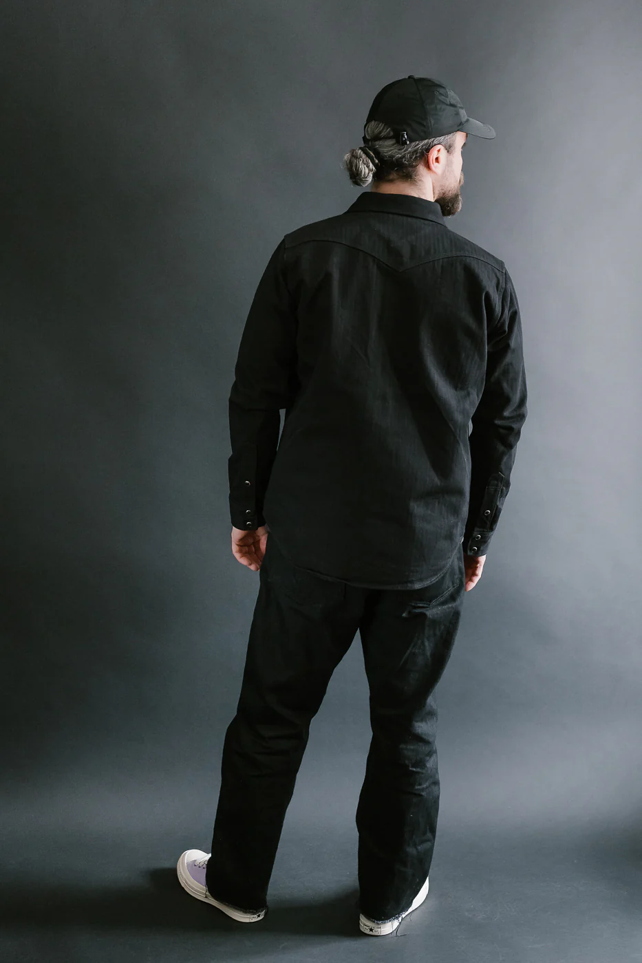 IHSH-410-BLK - 14oz Herringbone CPO Western Shirt - Black - Image 9