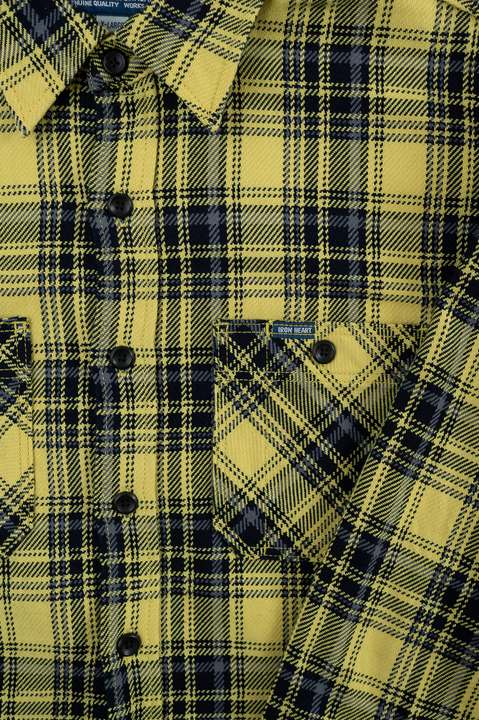 IHSH-412-YEL - 9oz Selvedge Indigo Check Flannel Work Shirt - Yellow - Image 3