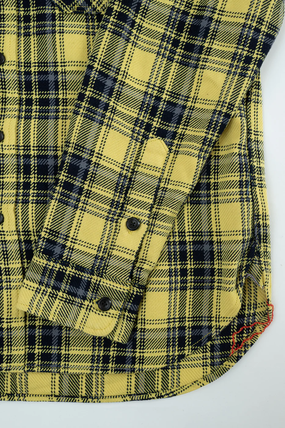 IHSH-412-YEL - 9oz Selvedge Indigo Check Flannel Work Shirt - Yellow - Image 4