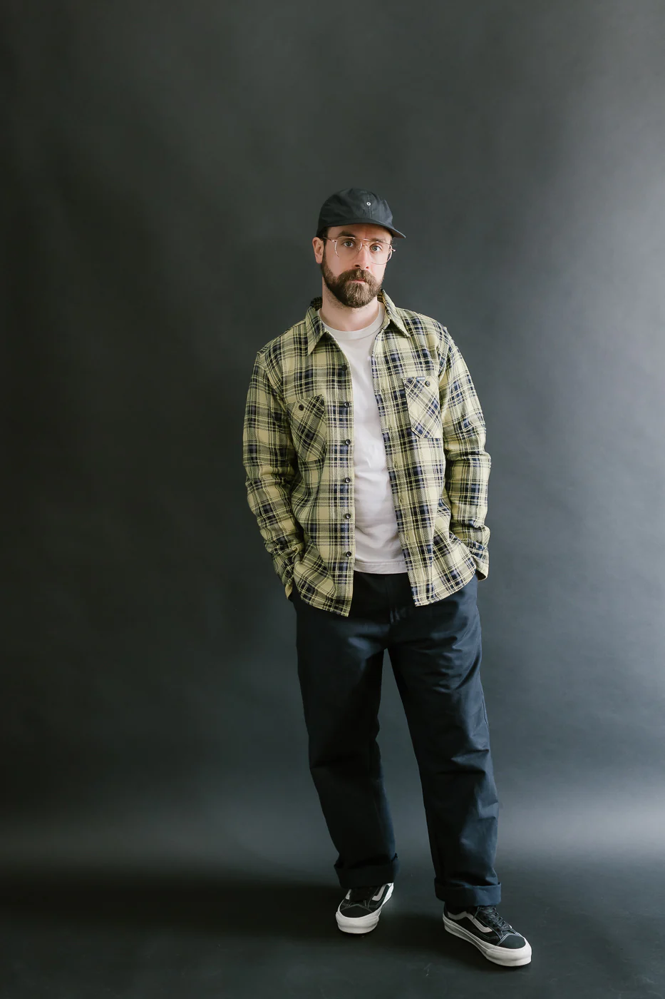 IHSH-412-YEL - 9oz Selvedge Indigo Check Flannel Work Shirt - Yellow - Image 7