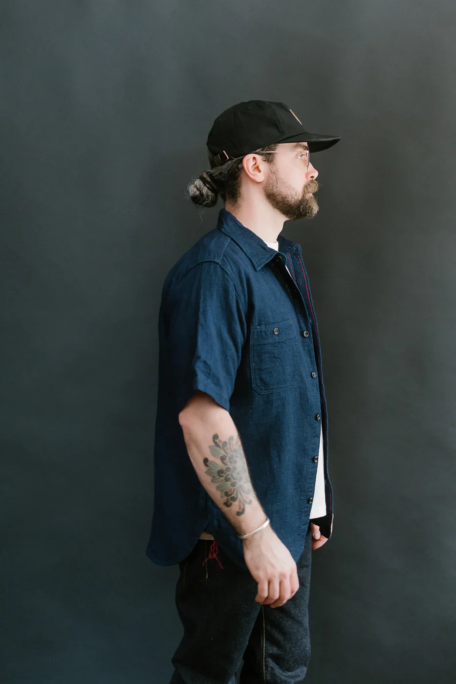 IHSH-417-IND - 5oz Double Gauze Short Sleeve Work Shirt - Indigo - Image 11