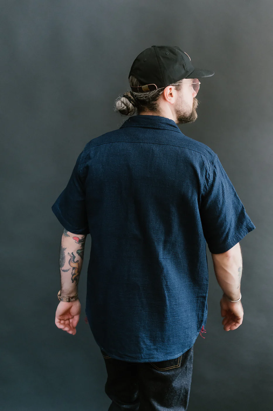 IHSH-417-IND - 5oz Double Gauze Short Sleeve Work Shirt - Indigo - Image 12