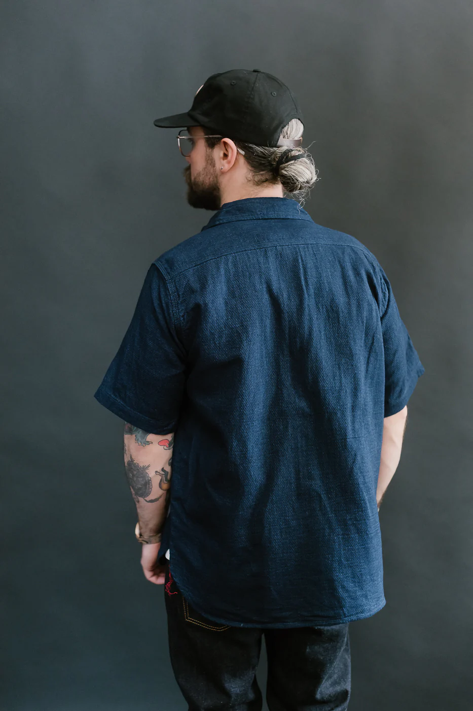 IHSH-417-IND - 5oz Double Gauze Short Sleeve Work Shirt - Indigo - Image 13
