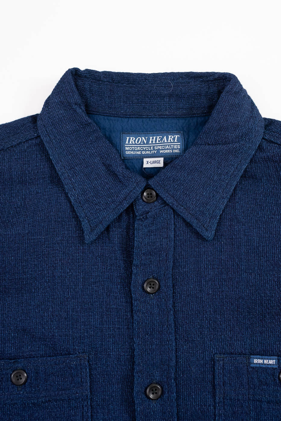 IHSH-417-IND - 5oz Double Gauze Short Sleeve Work Shirt - Indigo - Image 2