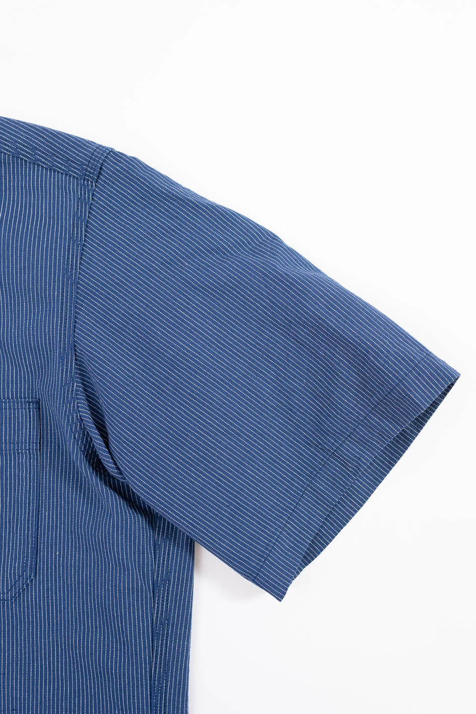 IHSH-420-PIN - 5oz Selvedge OX Cloth Short Sleeve Work Shirt - Pinstripe - Image 4