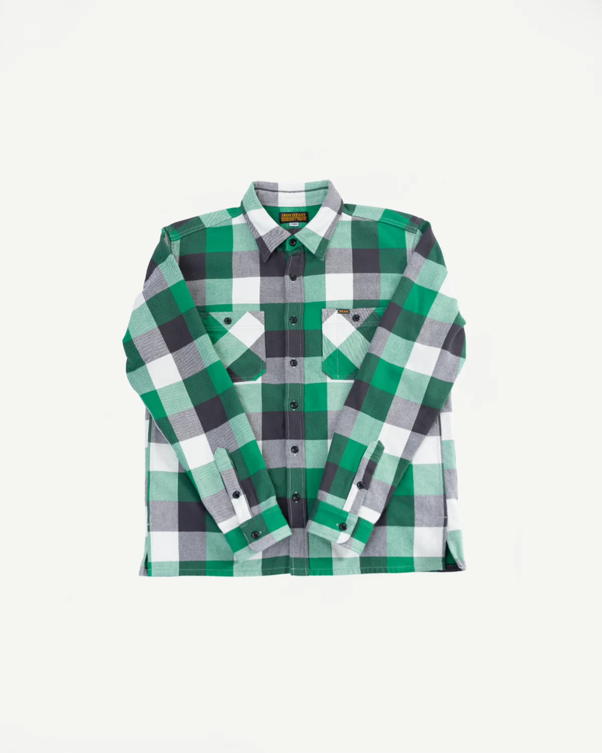 IHSH-428-GRN - Ultra Heavy Flannel Vintage Check Work Overshirt - Green