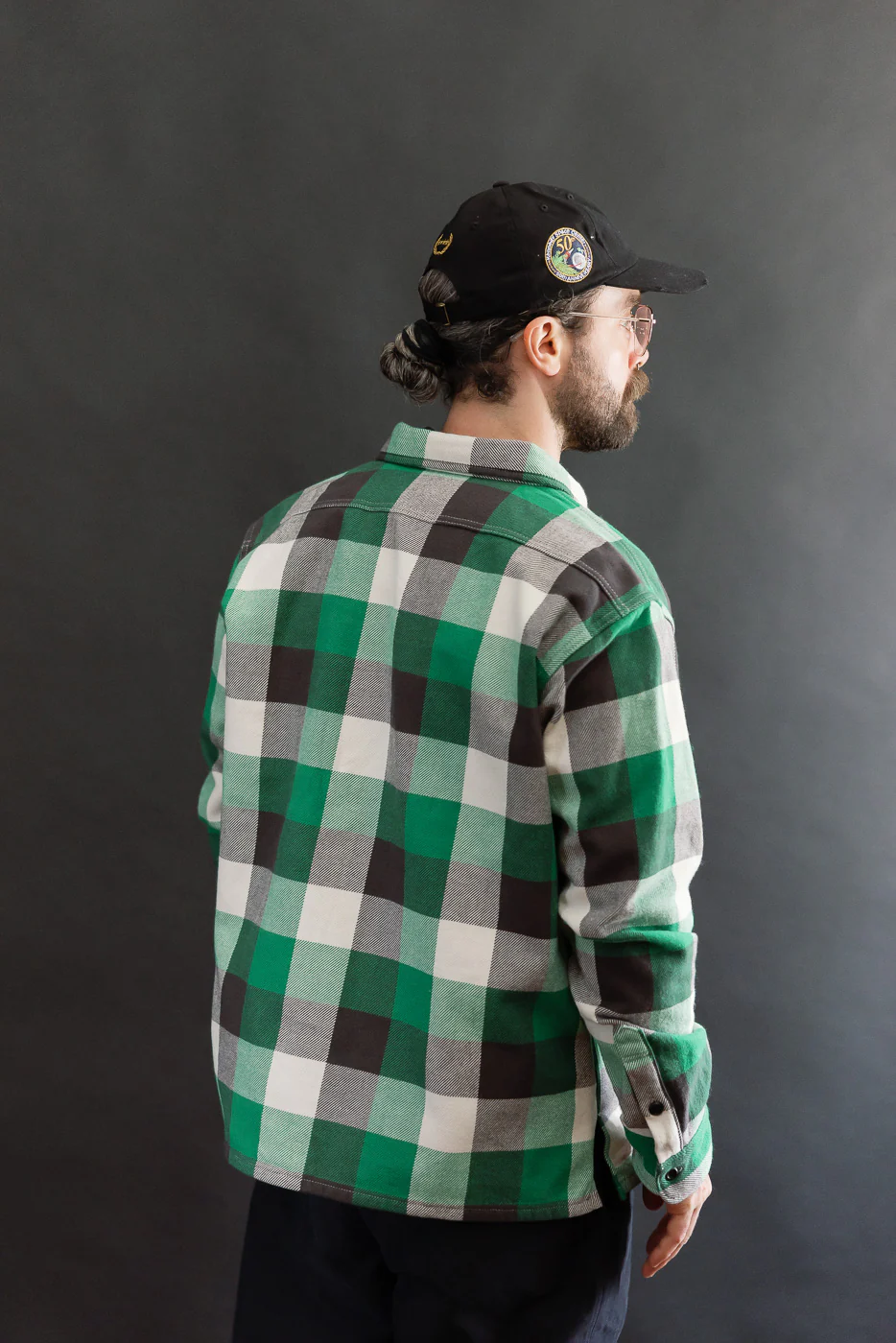 IHSH-428-GRN - Ultra Heavy Flannel Vintage Check Work Overshirt - Green - Image 11