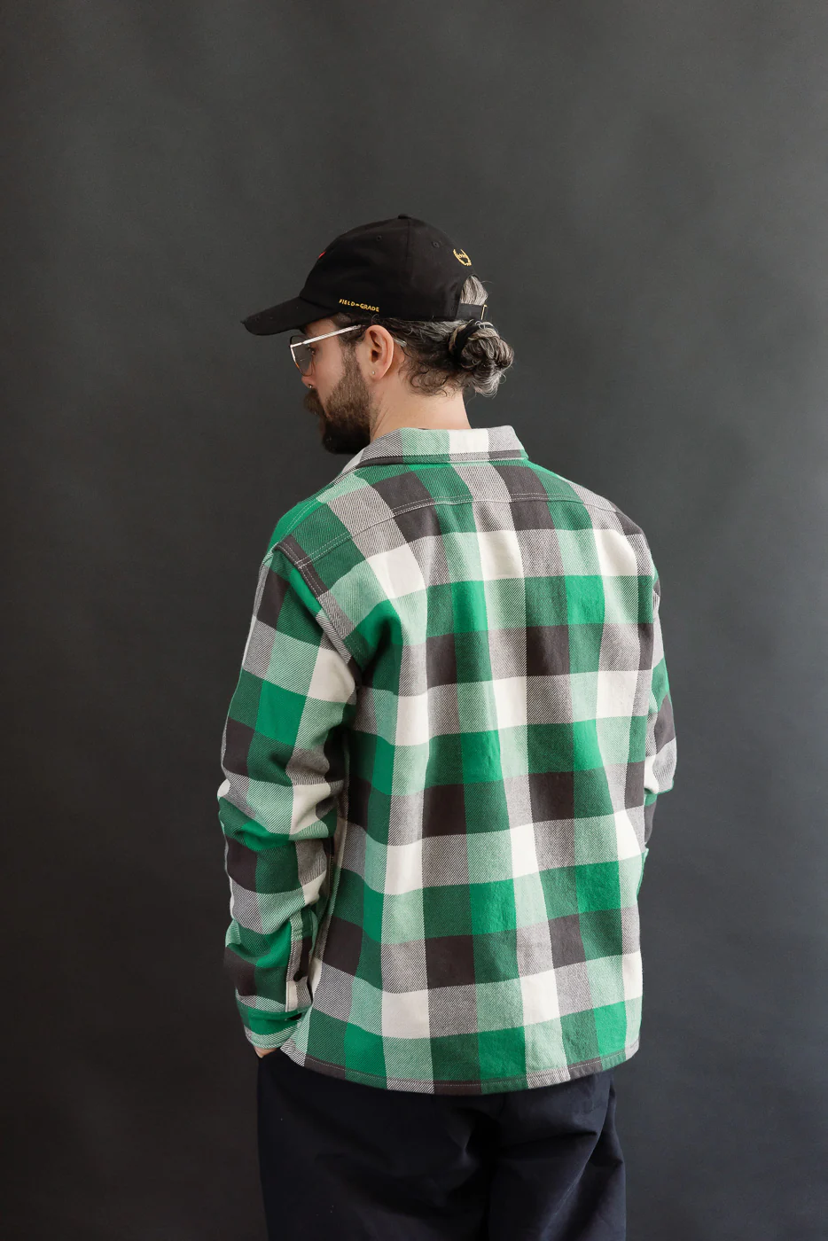 IHSH-428-GRN - Ultra Heavy Flannel Vintage Check Work Overshirt - Green - Image 12