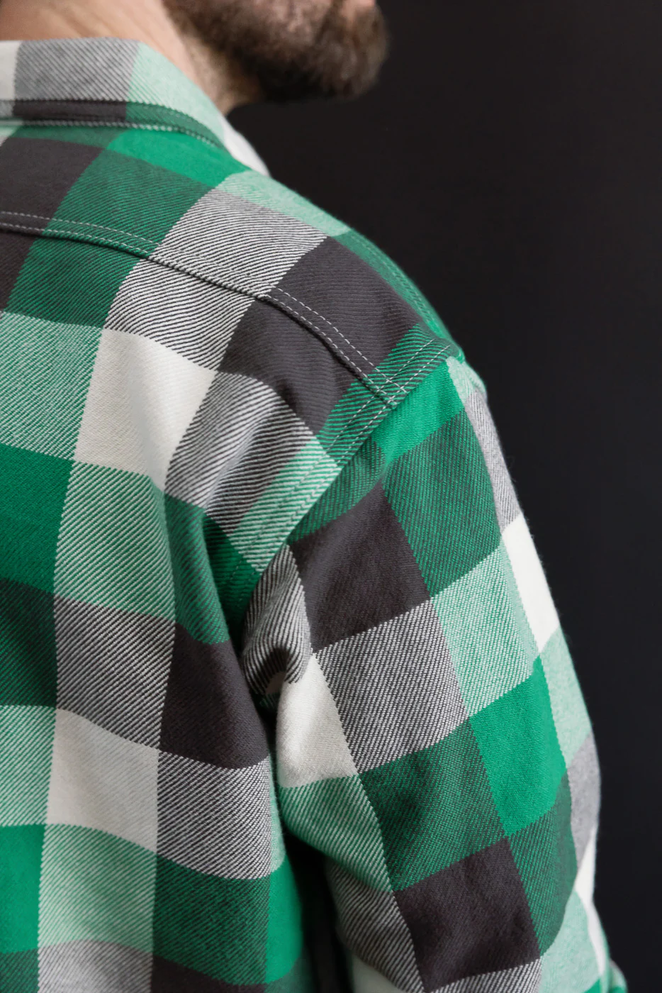 IHSH-428-GRN - Ultra Heavy Flannel Vintage Check Work Overshirt - Green - Image 17