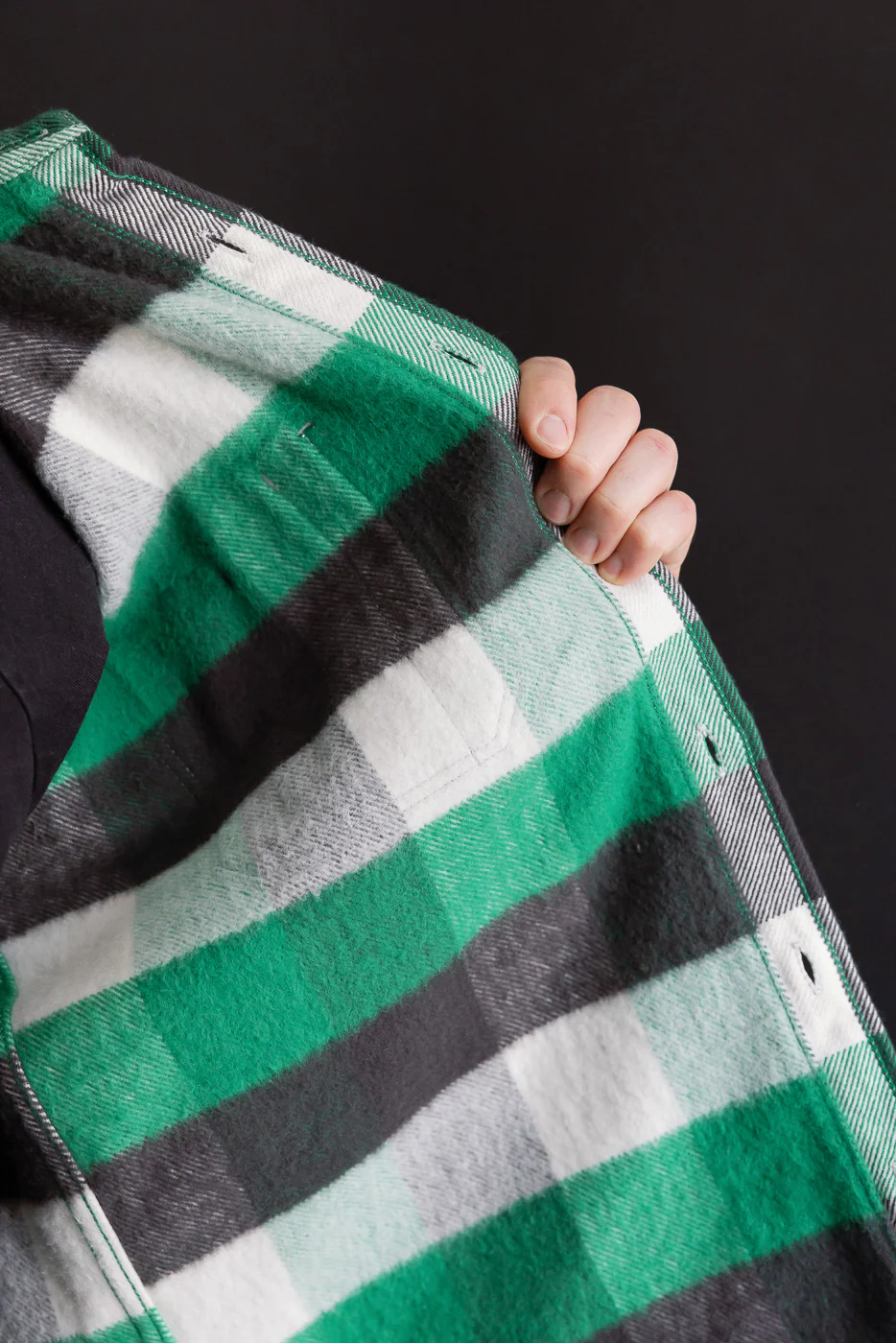 IHSH-428-GRN - Ultra Heavy Flannel Vintage Check Work Overshirt - Green - Image 18