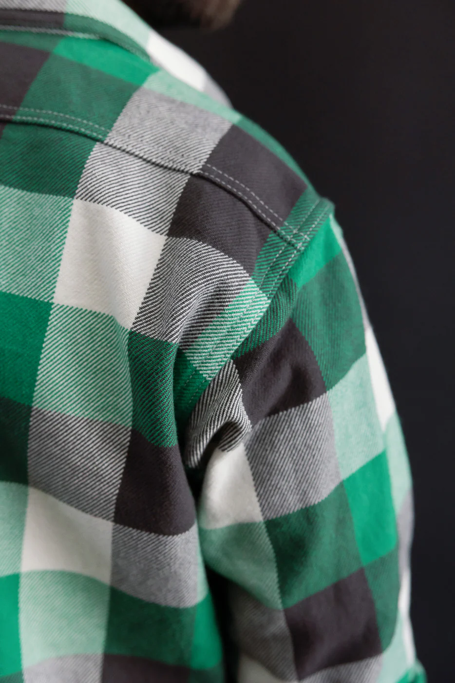 IHSH-428-GRN - Ultra Heavy Flannel Vintage Check Work Overshirt - Green - Image 20