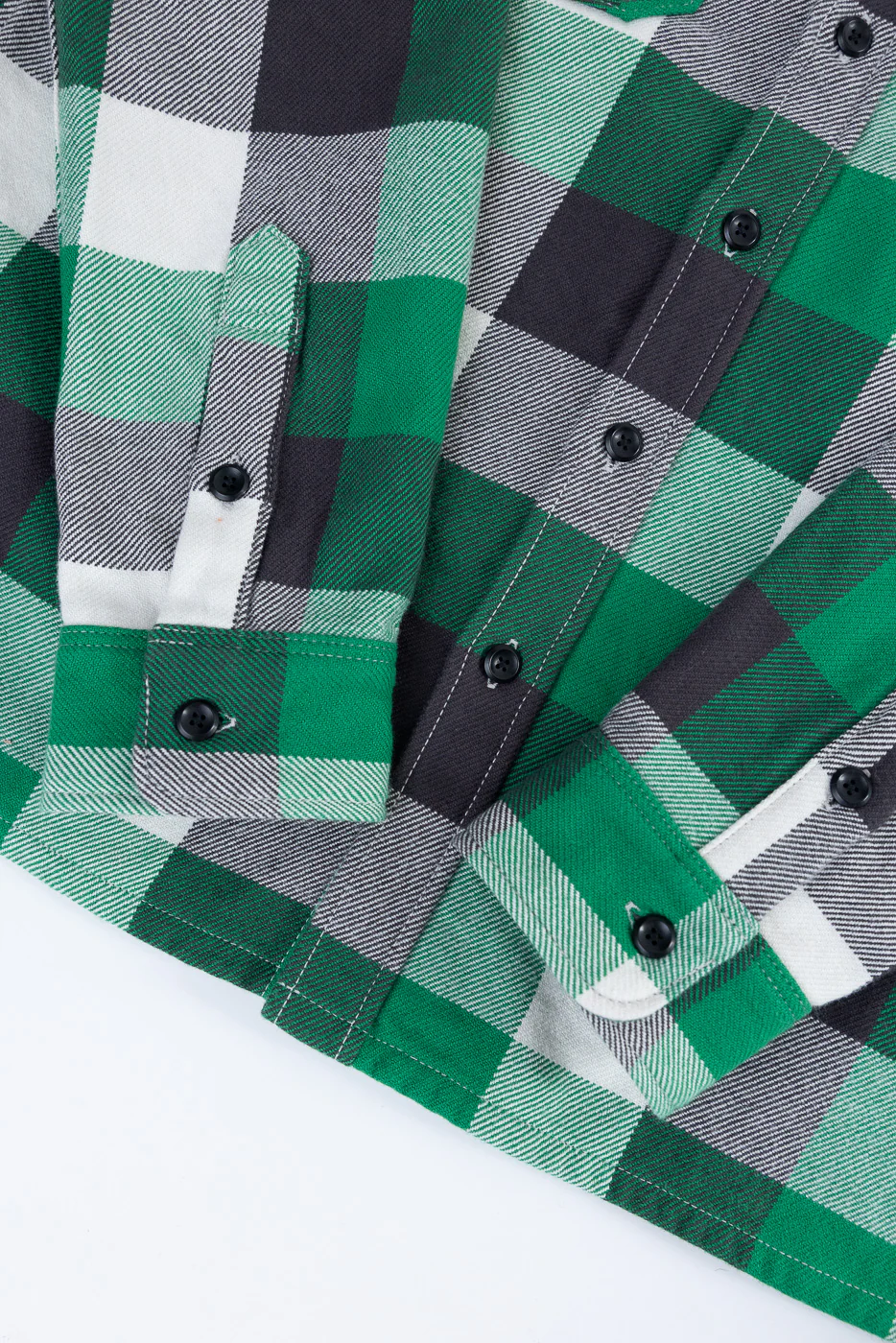 IHSH-428-GRN - Ultra Heavy Flannel Vintage Check Work Overshirt - Green - Image 4