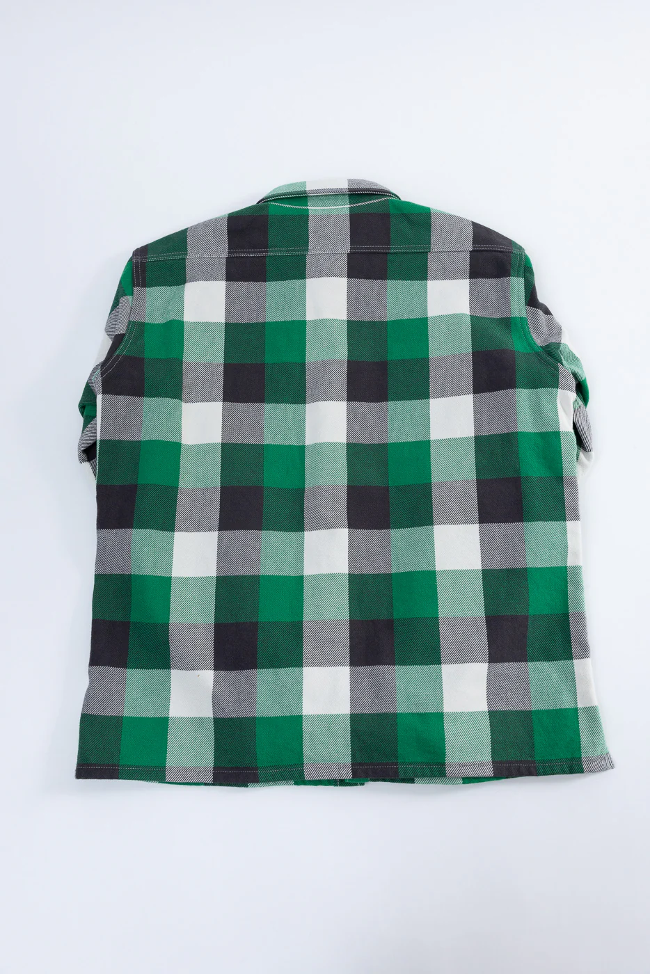 IHSH-428-GRN - Ultra Heavy Flannel Vintage Check Work Overshirt - Green - Image 5