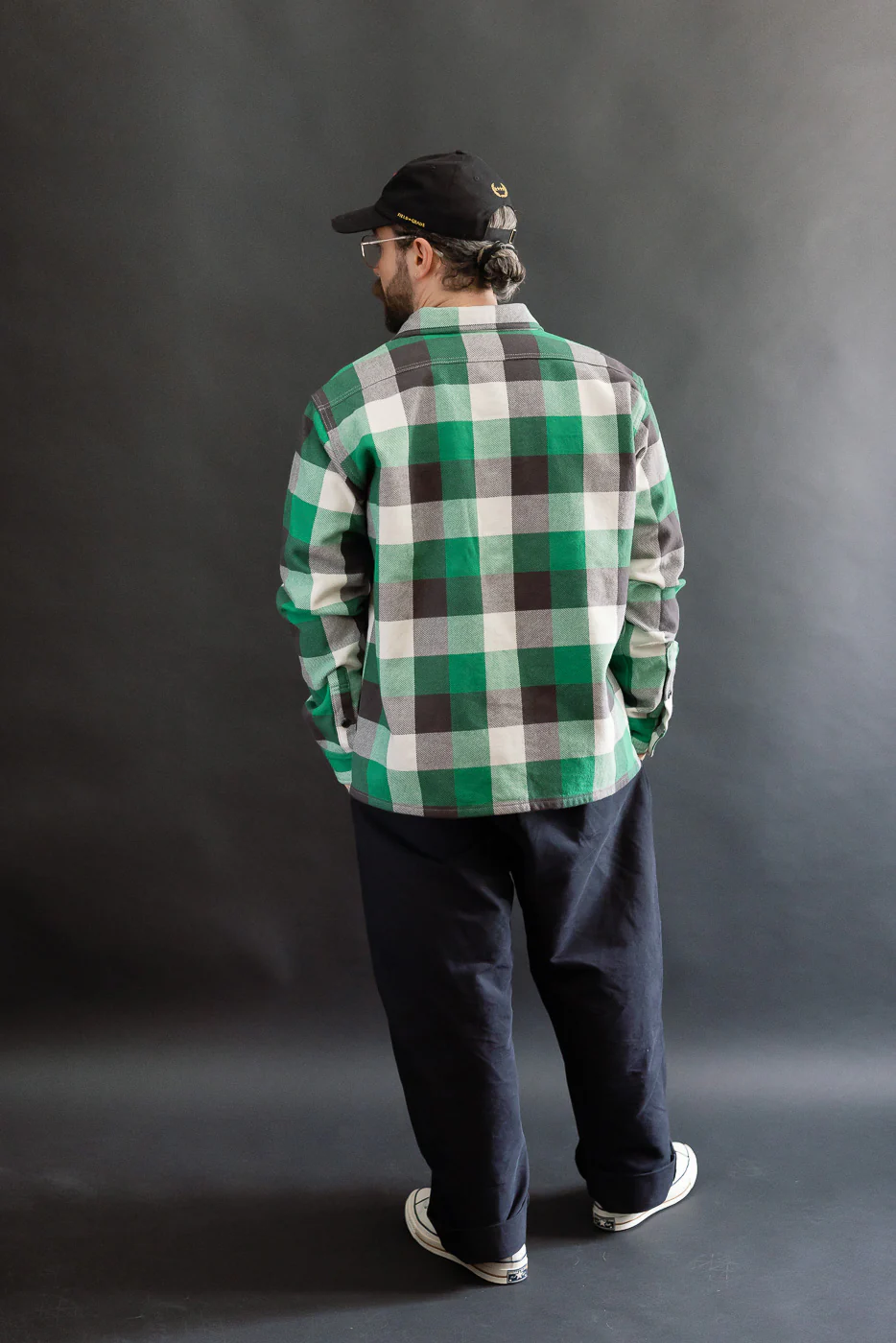 IHSH-428-GRN - Ultra Heavy Flannel Vintage Check Work Overshirt - Green - Image 8