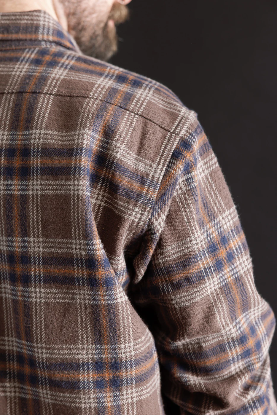 IHSH-430-BRN - Slubby Heavy Flannel Check Work Overshirt - Brown - Image 19