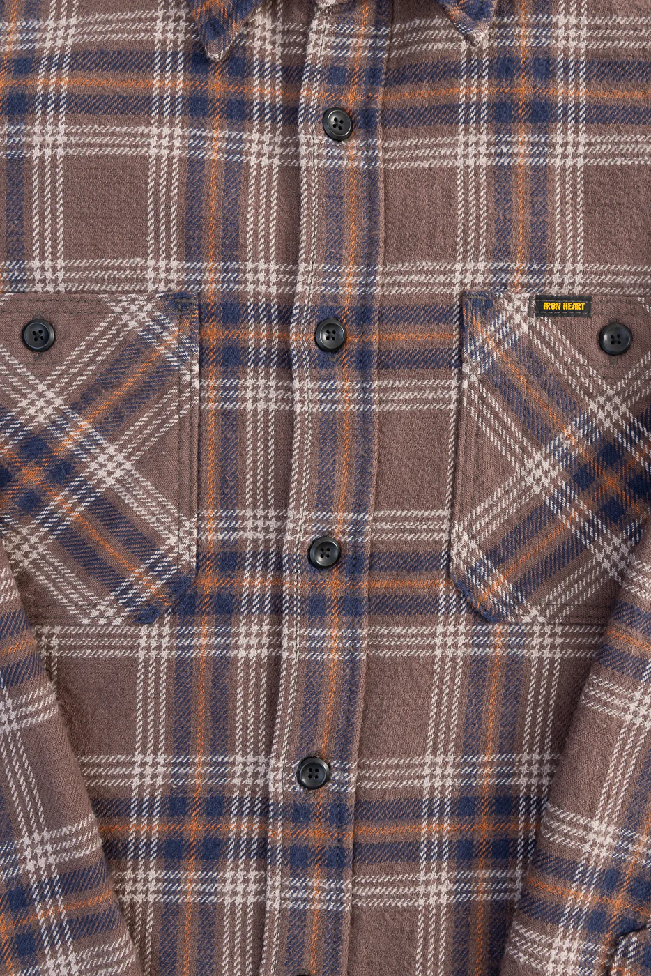 IHSH-430-BRN - Slubby Heavy Flannel Check Work Overshirt - Brown - Image 3