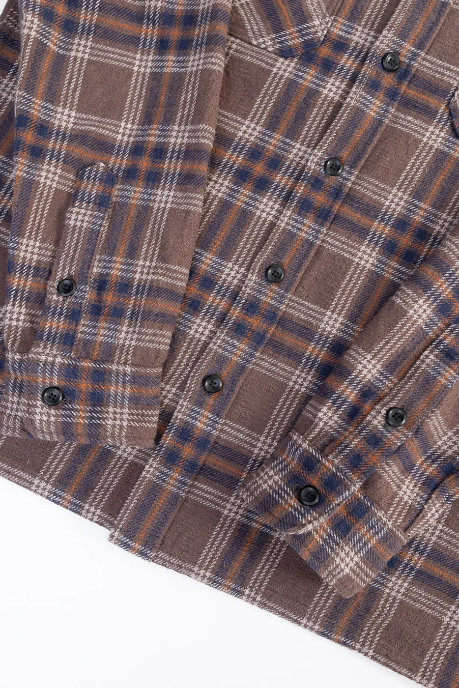 IHSH-430-BRN - Slubby Heavy Flannel Check Work Overshirt - Brown - Image 4