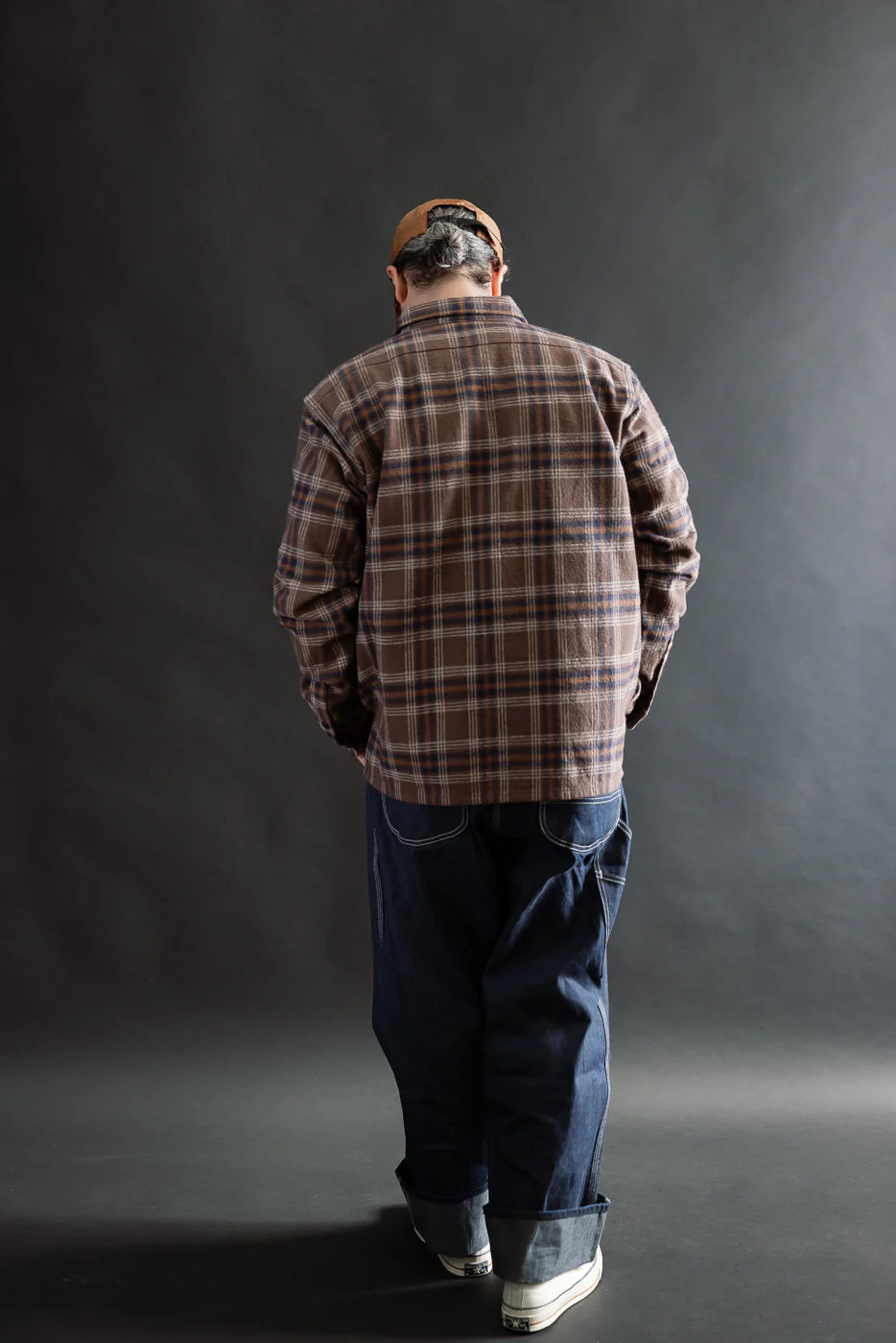 IHSH-430-BRN - Slubby Heavy Flannel Check Work Overshirt - Brown - Image 9