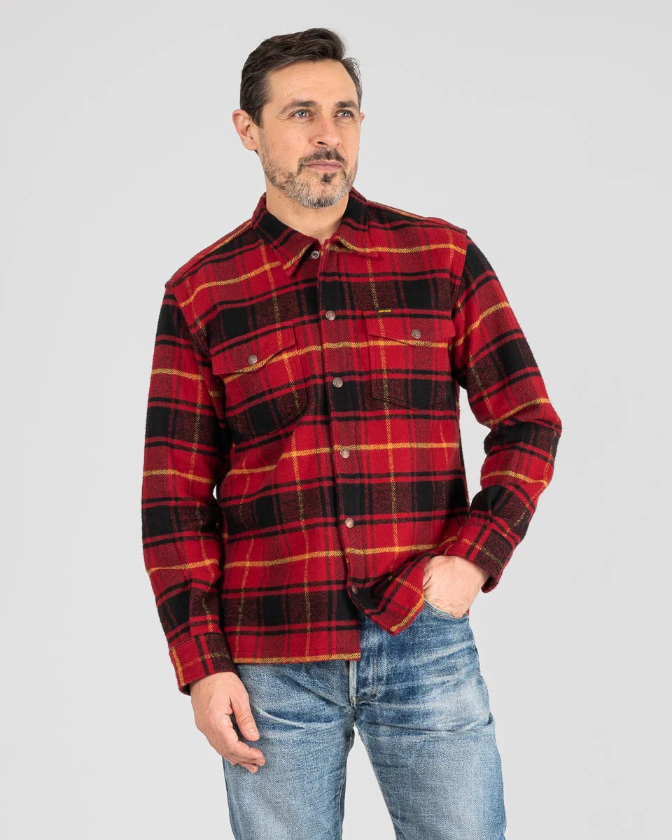 IHSH-433-RED - Heavy Flannel Rider’s Overshirt - Red - Image 12