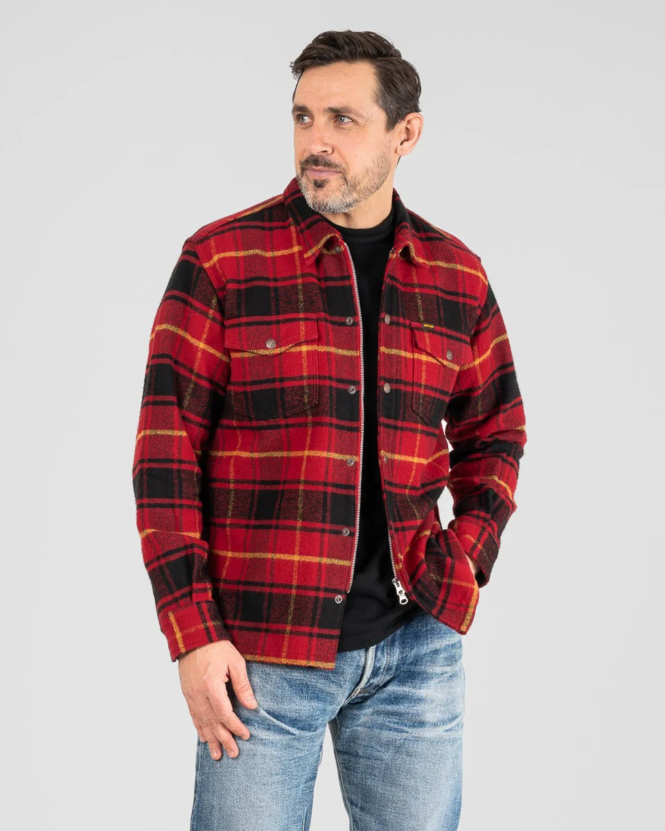 IHSH-433-RED - Heavy Flannel Rider’s Overshirt - Red - Image 13