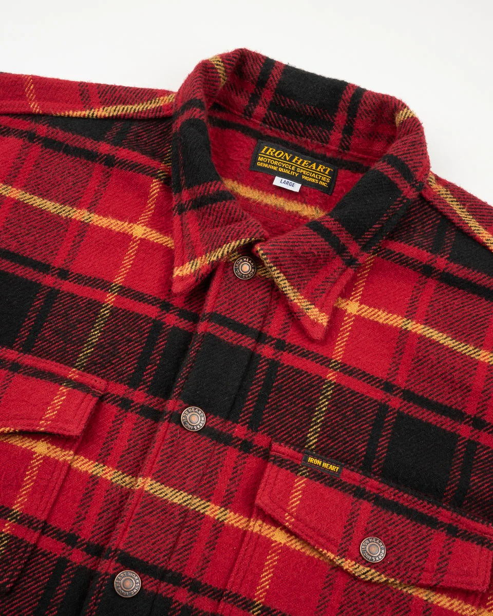 IHSH-433-RED - Heavy Flannel Rider’s Overshirt - Red - Image 2