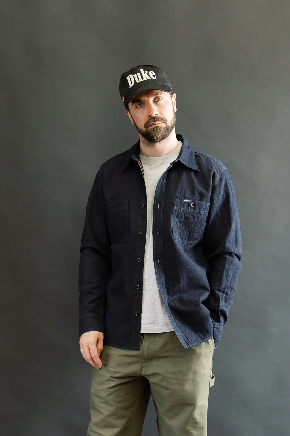 IHSH-443-IND - 7oz Cotton Linen Chambray Work Shirt - Indigo - Image 10