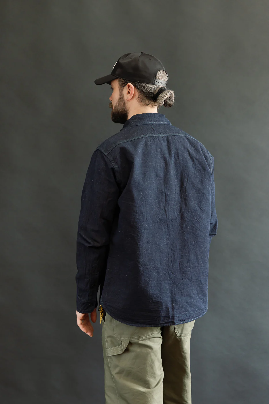 IHSH-443-IND - 7oz Cotton Linen Chambray Work Shirt - Indigo - Image 12