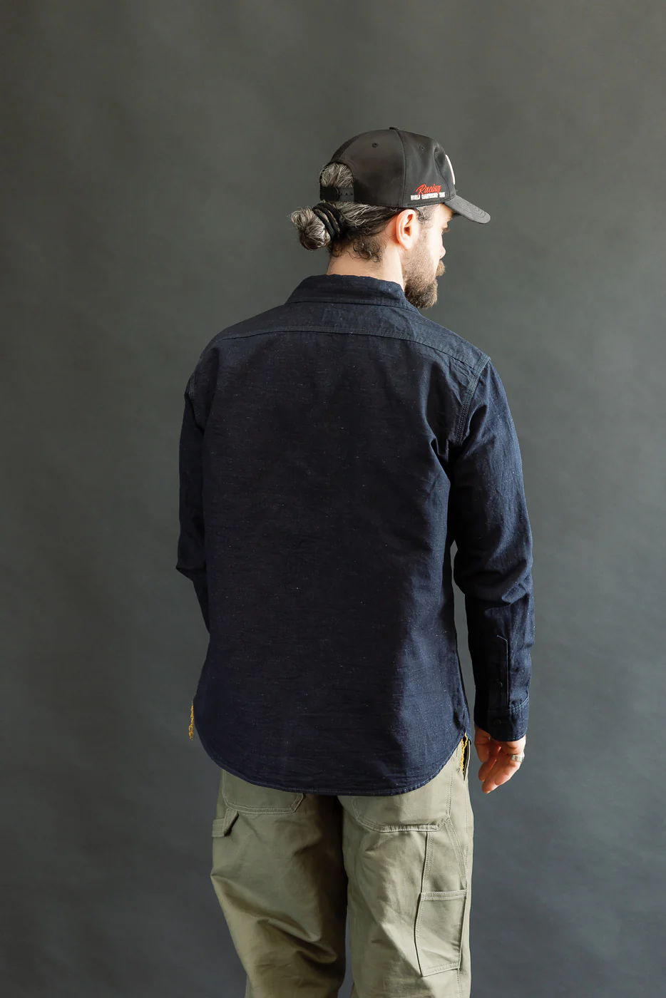 IHSH-443-IND - 7oz Cotton Linen Chambray Work Shirt - Indigo - Image 13